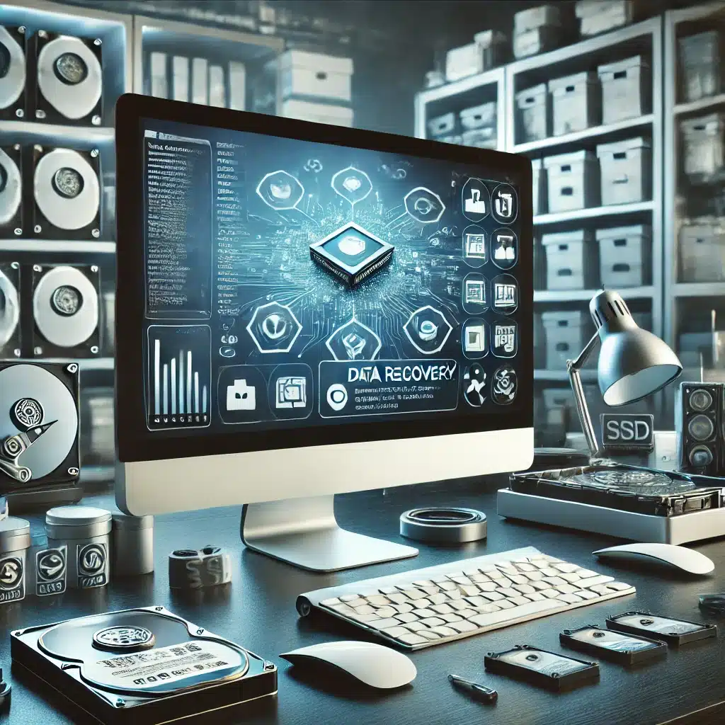 Data Recovery 2 Data recovery workspace with diagnostics screen and storage devices