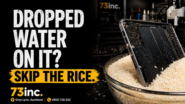 73inc Apple Repair Team 3 Dropped water on it? Skip the rice. 73inc liquid damage repair advice.